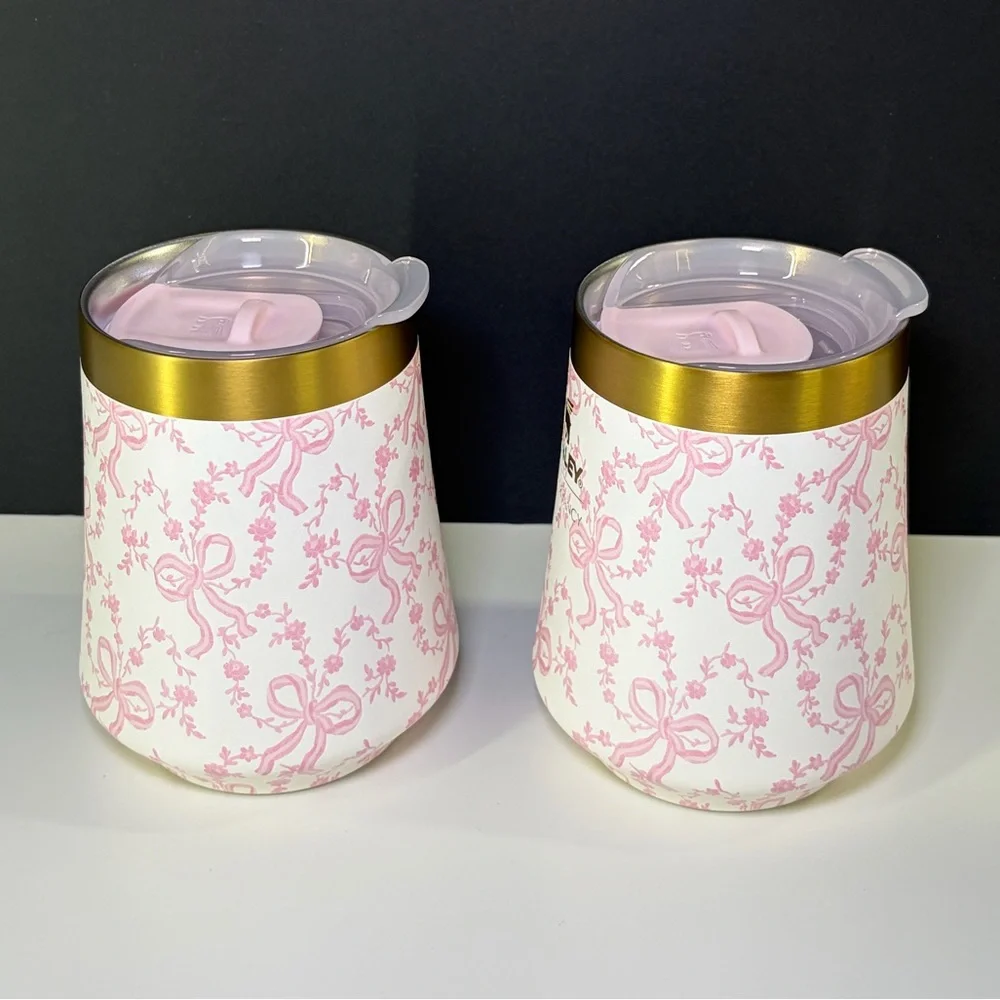 Stanley x LoveShackFancy Coquette Bow Chantilly Reserve Wine Tumbler Set of Two - Picture 3 of 9